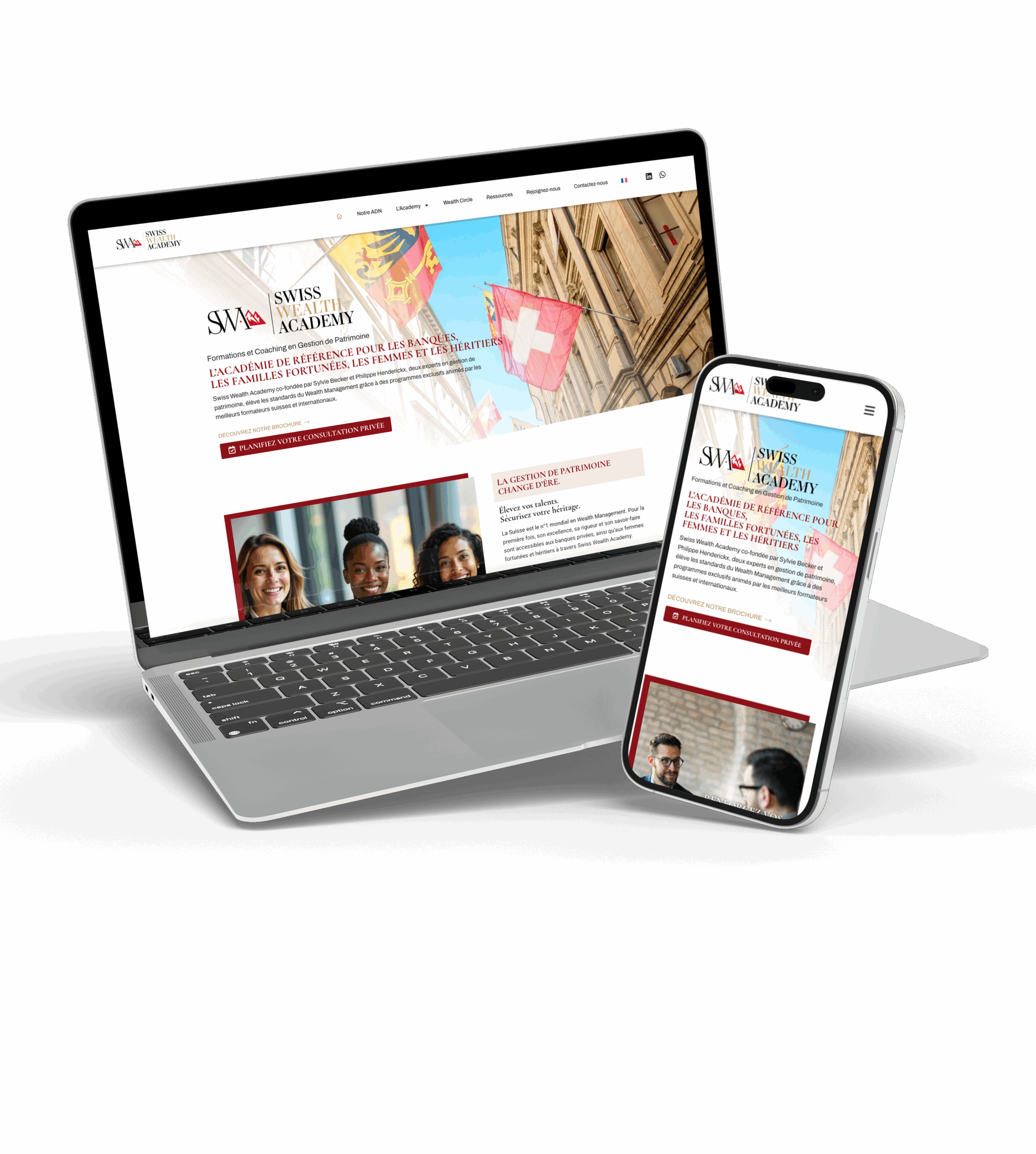 site institutionnel responsive pour une academie de formation en gestion de patrimoine à l'international